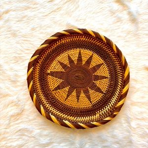 Vintage Woven Rattan Raffia Wicker Straw Hot Trivet Pot Holder Wall Decor